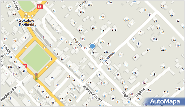 Sokołów Podlaski, Piękna, 19, mapa Sokołów Podlaski