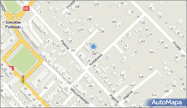 Sokołów Podlaski, Piękna, 23a, mapa Sokołów Podlaski