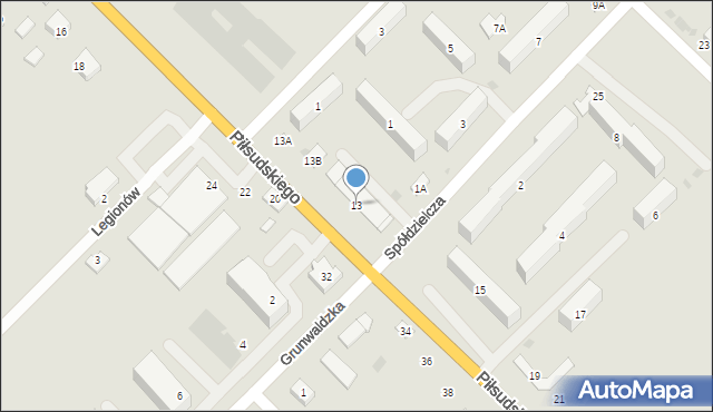 Sokołów Podlaski, Piłsudskiego Józefa, marsz., 13, mapa Sokołów Podlaski