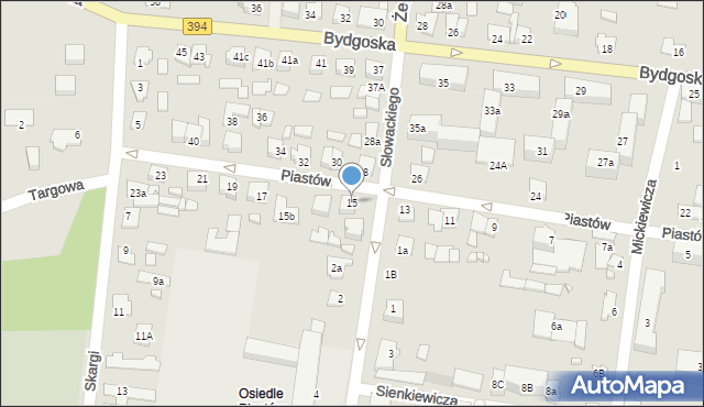 Solec Kujawski, Piastów, 15, mapa Solec Kujawski
