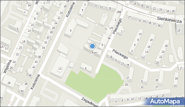 Sosnowiec, Pileckiego Witolda, rtm., 7, mapa Sosnowca