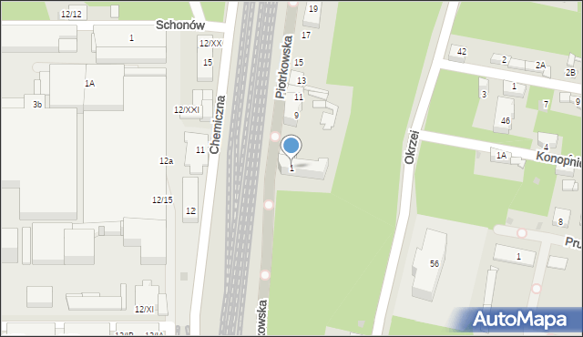 Sosnowiec, Piotrkowska, 1, mapa Sosnowca