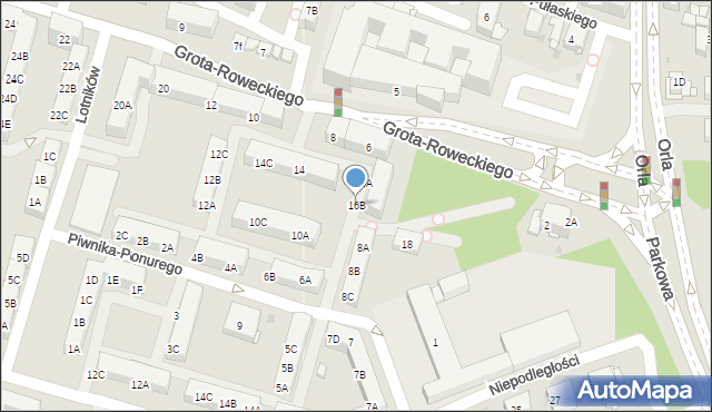 Sosnowiec, Piwnika-Ponurego Jana, mjr., 16B, mapa Sosnowca