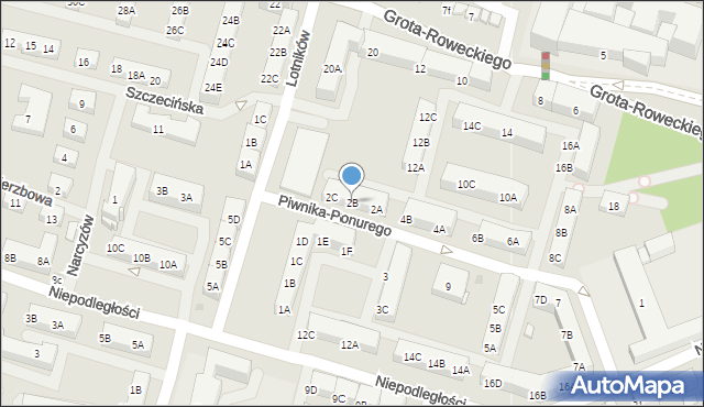 Sosnowiec, Piwnika-Ponurego Jana, mjr., 2B, mapa Sosnowca