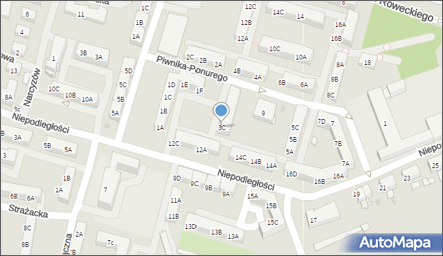 Sosnowiec, Piwnika-Ponurego Jana, mjr., 3C, mapa Sosnowca