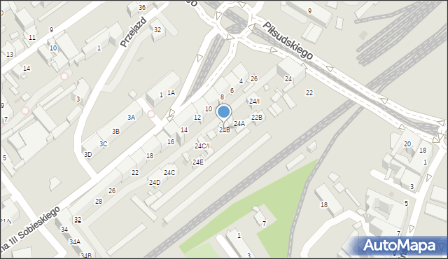 Sosnowiec, Piłsudskiego Józefa, marsz., 24B, mapa Sosnowca