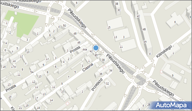 Sosnowiec, Piłsudskiego Józefa, marsz., 40, mapa Sosnowca