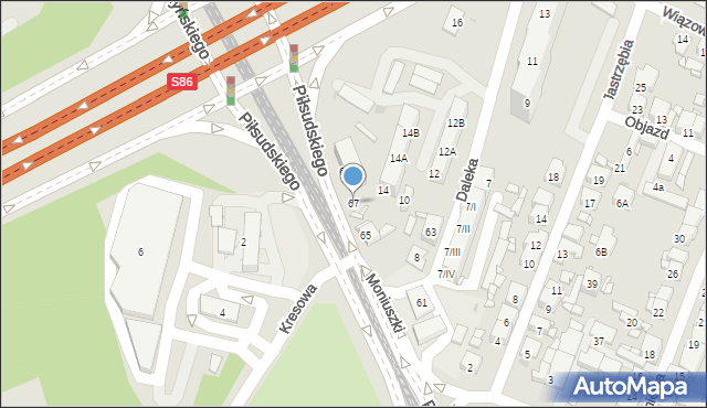 Sosnowiec, Piłsudskiego Józefa, marsz., 67, mapa Sosnowca