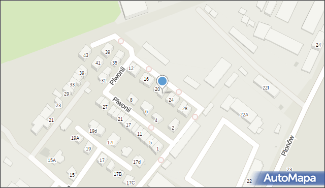 Sosnowiec, Piwonii, 22, mapa Sosnowca