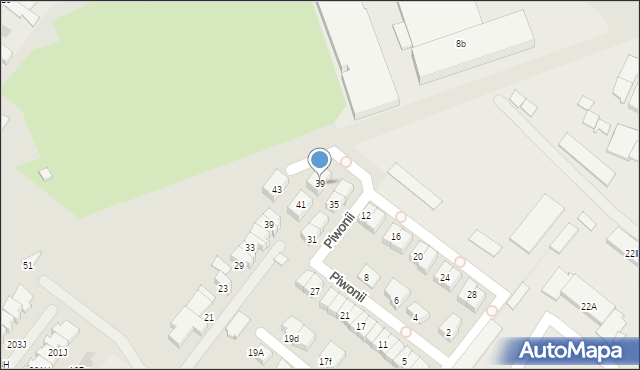 Sosnowiec, Piwonii, 39, mapa Sosnowca