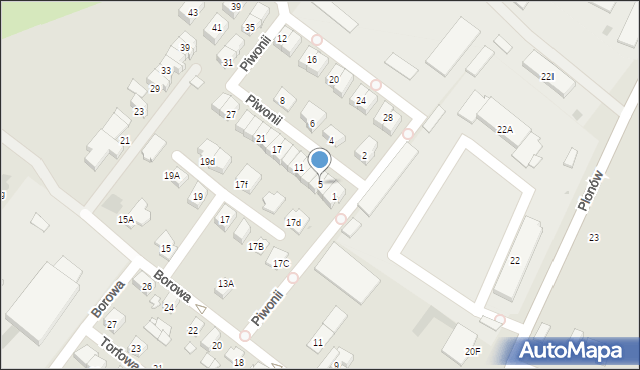 Sosnowiec, Piwonii, 5, mapa Sosnowca