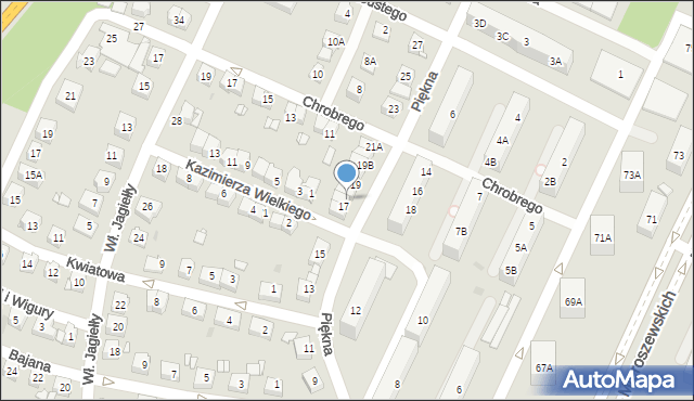 Sosnowiec, Piękna, 17A, mapa Sosnowca