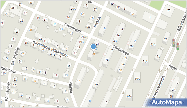 Sosnowiec, Piękna, 18, mapa Sosnowca