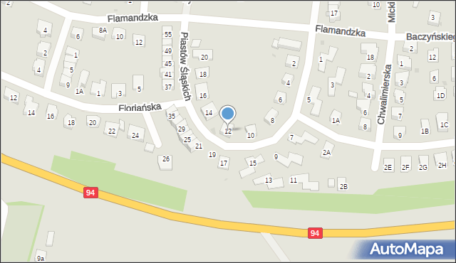 Środa Śląska, Piastów Śląskich, 12, mapa Środa Śląska