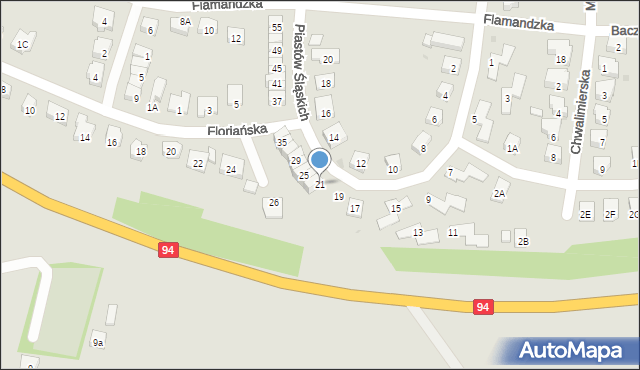 Środa Śląska, Piastów Śląskich, 21, mapa Środa Śląska