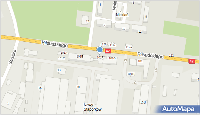 Stąporków, Piłsudskiego Józefa, marsz., 101F, mapa Stąporków