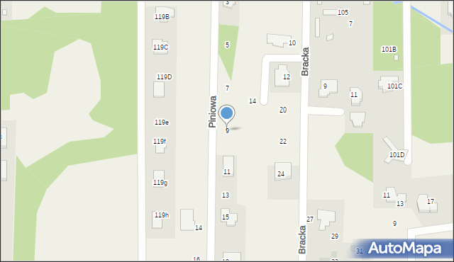 Stara Wieś, Piniowa, 9, mapa Stara Wieś