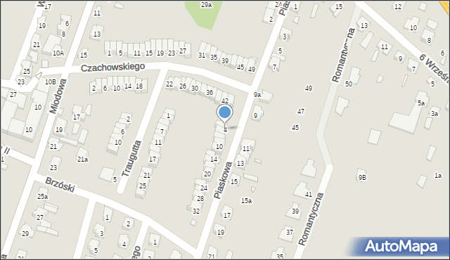 Starachowice, Piaskowa, 4, mapa Starachowic