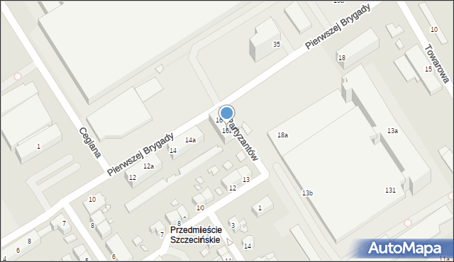 Stargard, Pierwszej Brygady, 16a, mapa Stargard