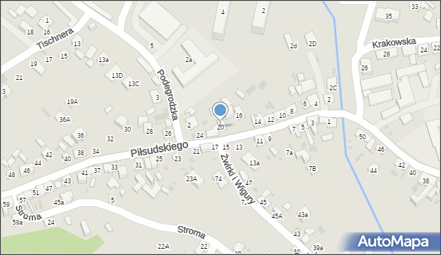 Stary Sącz, Piłsudskiego Józefa, marsz., 20, mapa Stary Sącz
