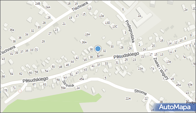 Stary Sącz, Piłsudskiego Józefa, marsz., 34, mapa Stary Sącz