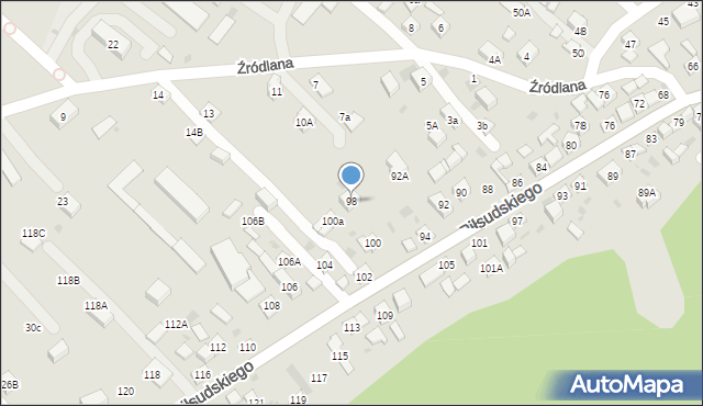 Stary Sącz, Piłsudskiego Józefa, marsz., 98, mapa Stary Sącz