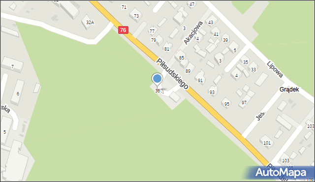 Stoczek Łukowski, Piłsudskiego Józefa, marsz., 36, mapa Stoczek Łukowski