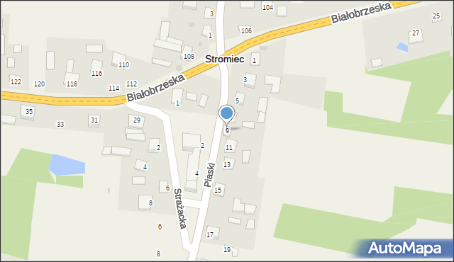 Stromiec, Piaski, 9, mapa Stromiec