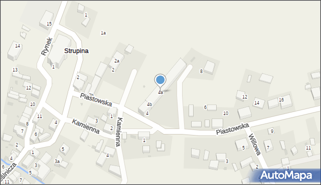 Strupina, Piastowska, 4a, mapa Strupina