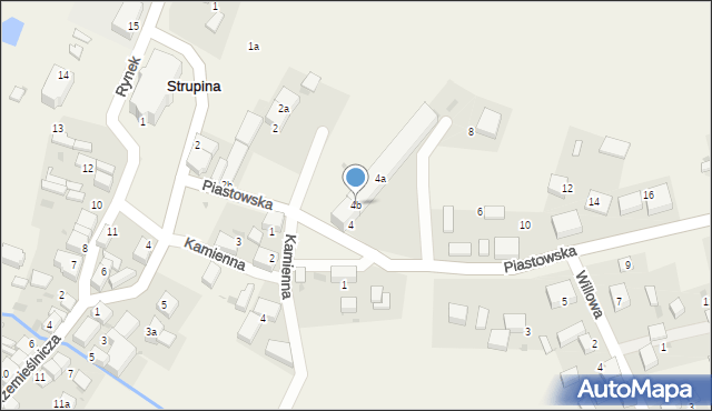 Strupina, Piastowska, 4b, mapa Strupina