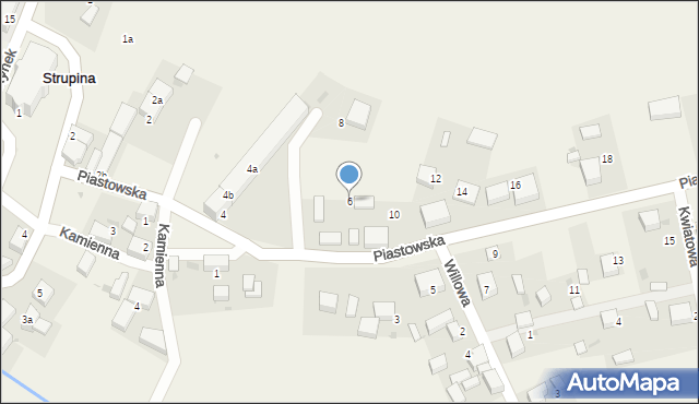 Strupina, Piastowska, 6, mapa Strupina