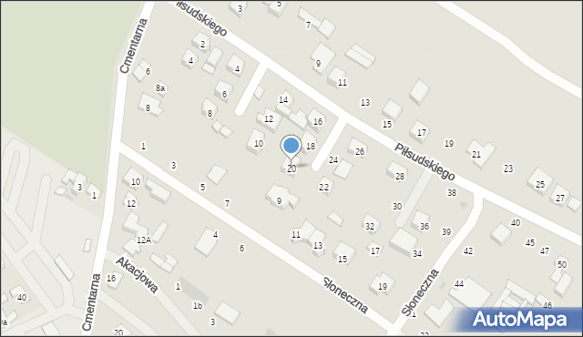 Stryków, Piłsudskiego Józefa, marsz., 20, mapa Stryków