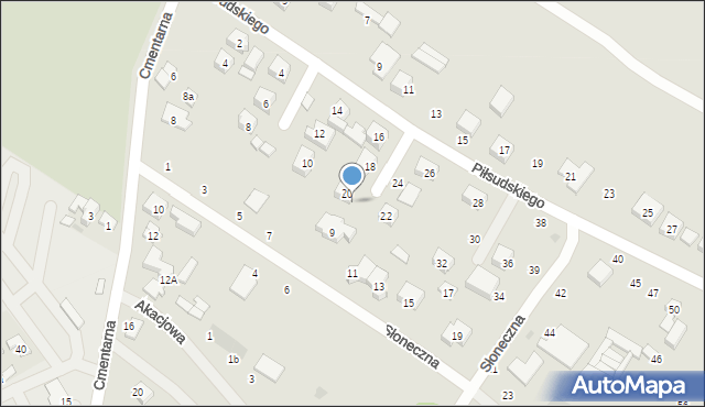 Stryków, Piłsudskiego Józefa, marsz., 20a, mapa Stryków