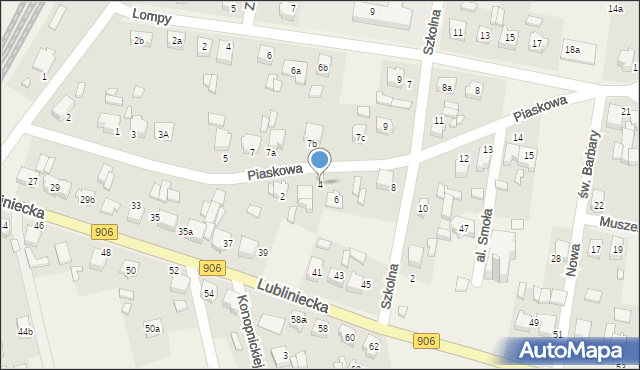 Strzebiń, Piaskowa, 4, mapa Strzebiń