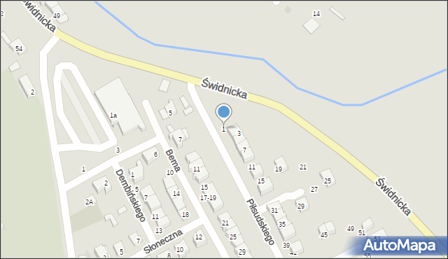 Strzegom, Piłsudskiego Józefa, marsz., 1, mapa Strzegom