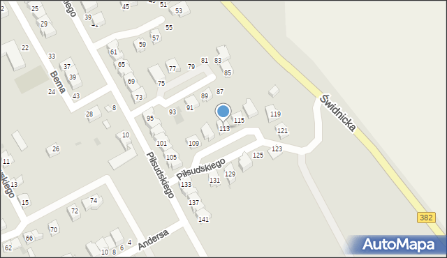 Strzegom, Piłsudskiego Józefa, marsz., 113, mapa Strzegom