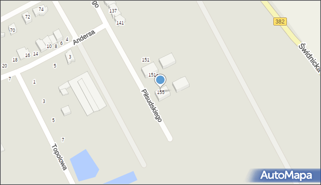 Strzegom, Piłsudskiego Józefa, marsz., 155, mapa Strzegom