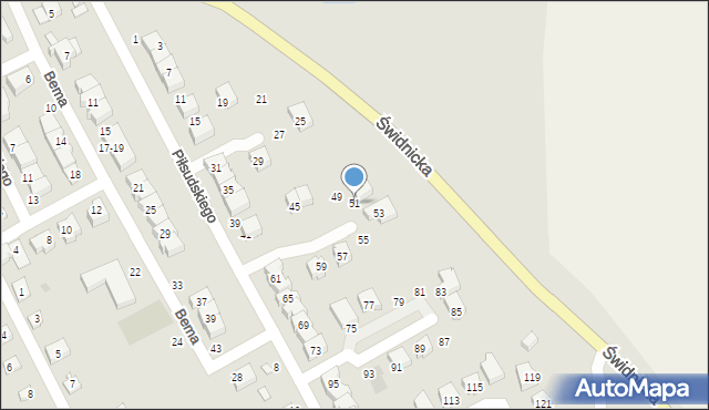 Strzegom, Piłsudskiego Józefa, marsz., 51, mapa Strzegom