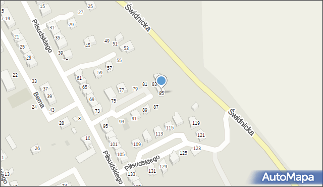 Strzegom, Piłsudskiego Józefa, marsz., 85, mapa Strzegom