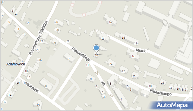 Strzelce Opolskie, Piłsudskiego Józefa, marsz., 26, mapa Strzelce Opolskie