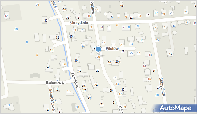 Strzyżewice, Pilotów, 20, mapa Strzyżewice