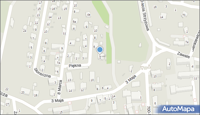 Strzyżów, Piękna, 2, mapa Strzyżów
