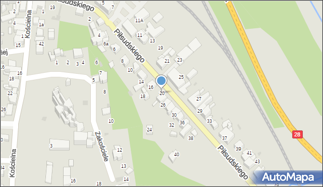 Sucha Beskidzka, Piłsudskiego Józefa, marsz., 20, mapa Sucha Beskidzka