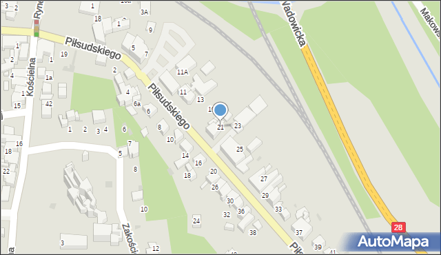 Sucha Beskidzka, Piłsudskiego Józefa, marsz., 21, mapa Sucha Beskidzka