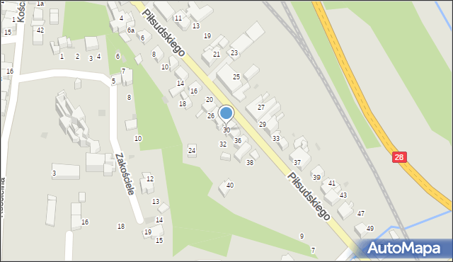 Sucha Beskidzka, Piłsudskiego Józefa, marsz., 30, mapa Sucha Beskidzka