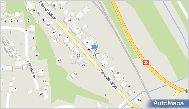 Sucha Beskidzka, Piłsudskiego Józefa, marsz., 33, mapa Sucha Beskidzka