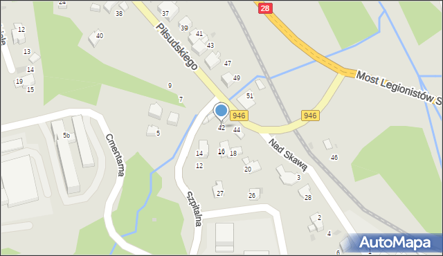 Sucha Beskidzka, Piłsudskiego Józefa, marsz., 42, mapa Sucha Beskidzka