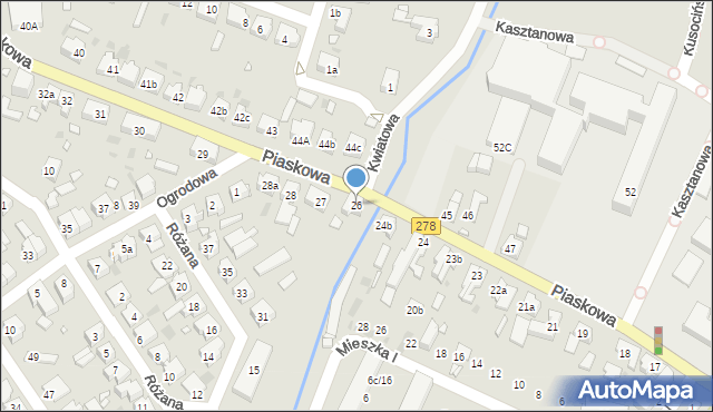 Sulechów, Piaskowa, 26, mapa Sulechów