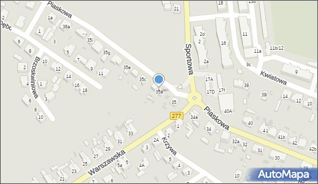 Sulechów, Piaskowa, 35a, mapa Sulechów