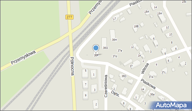 Sulechów, Piaskowa, 36F, mapa Sulechów